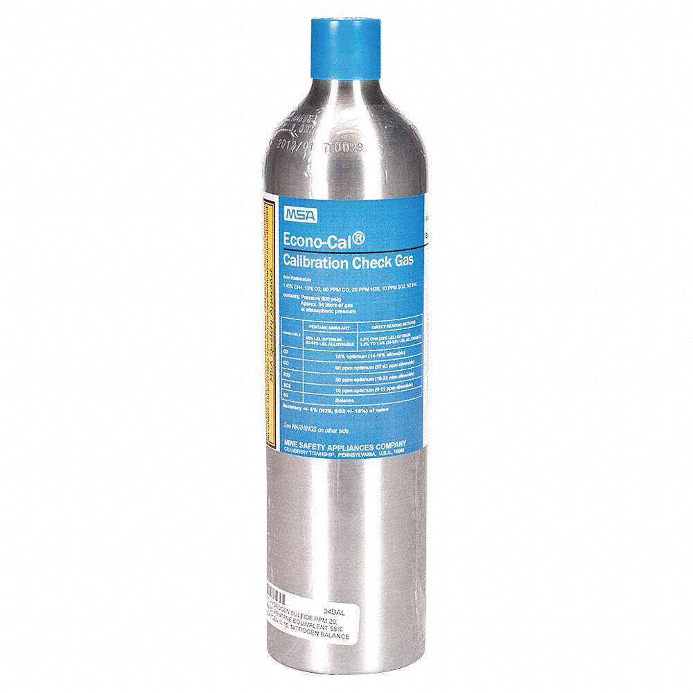 MSA® Reactive 5-Gas Cocktail Mixes</br>CO, O2, H2S, SO2, LEL - Calibration Gas